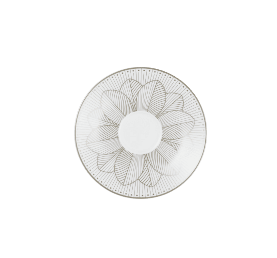 Set of 2 Porcelain Tea Cup and Saucers Platinum Finish Malmaison